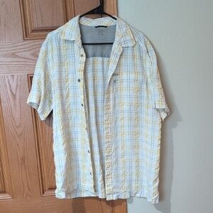 Columbia Men's Light Yellow Plaid Button Down Shirt